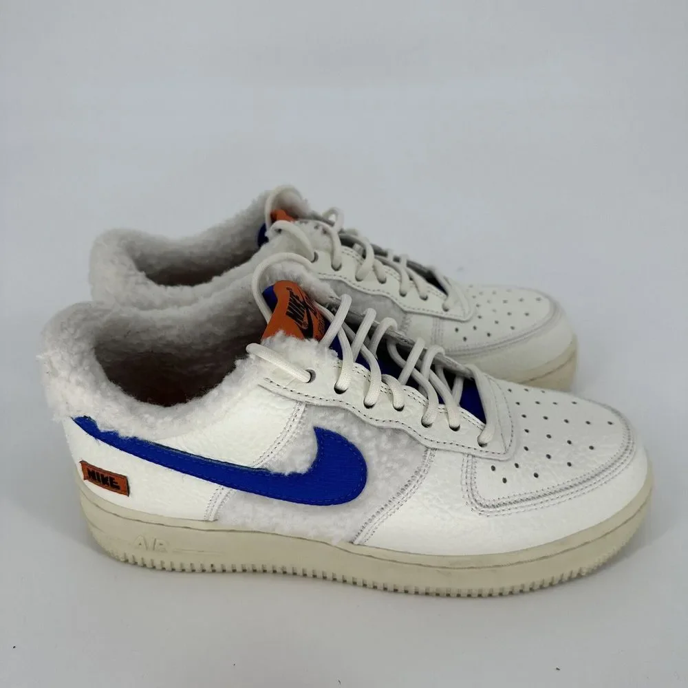 Nike Air Force 1 '07 'Sherpa Fleece' White Blue DO6680-100 - Women's‎ Size 7.5
